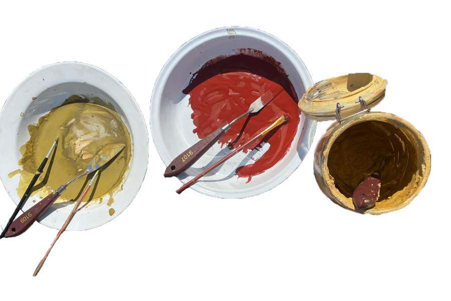 Pots of natural pigments